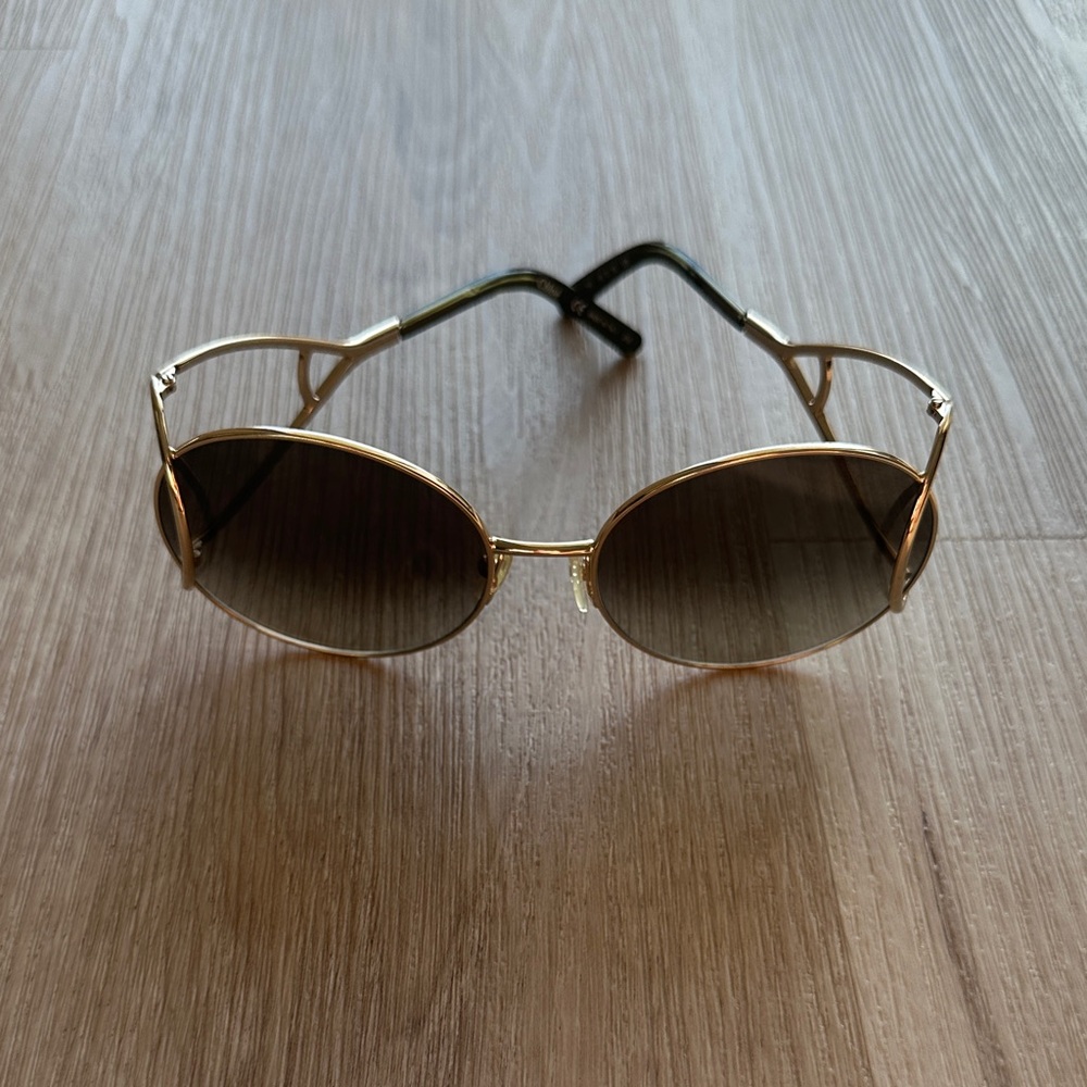 Chloe Gold Oval Sunglasses